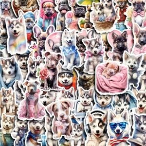 Vibrant Dog Breed Sticker Design Collection